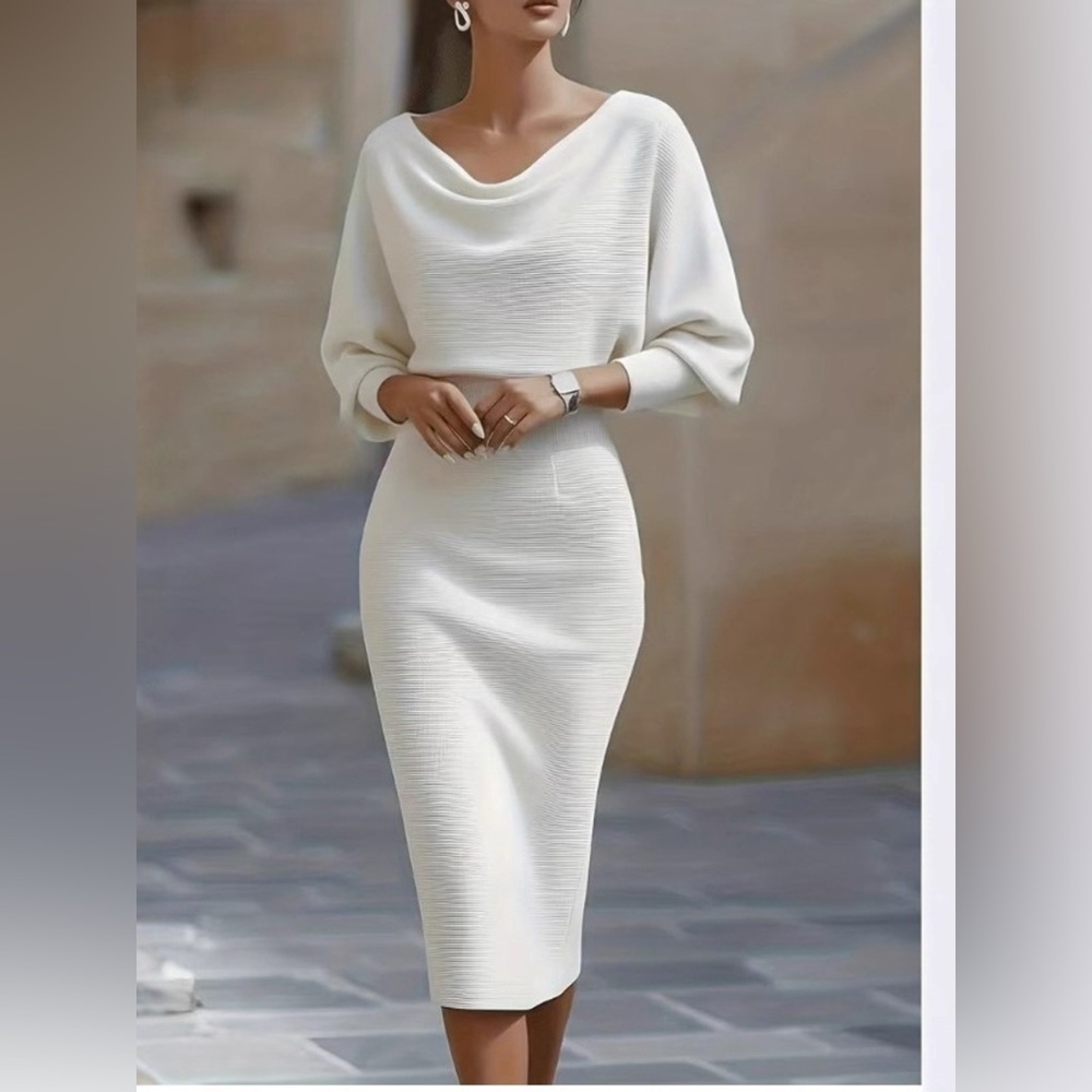 Cowl Neck Knit Bodycon Dress